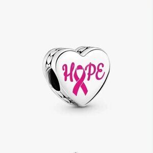 Sterling Silver Hope Pink Ribbon Charm